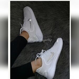 Bling Nike Free RN 2018 White Sneakers Customized with Crystal Rhinestones